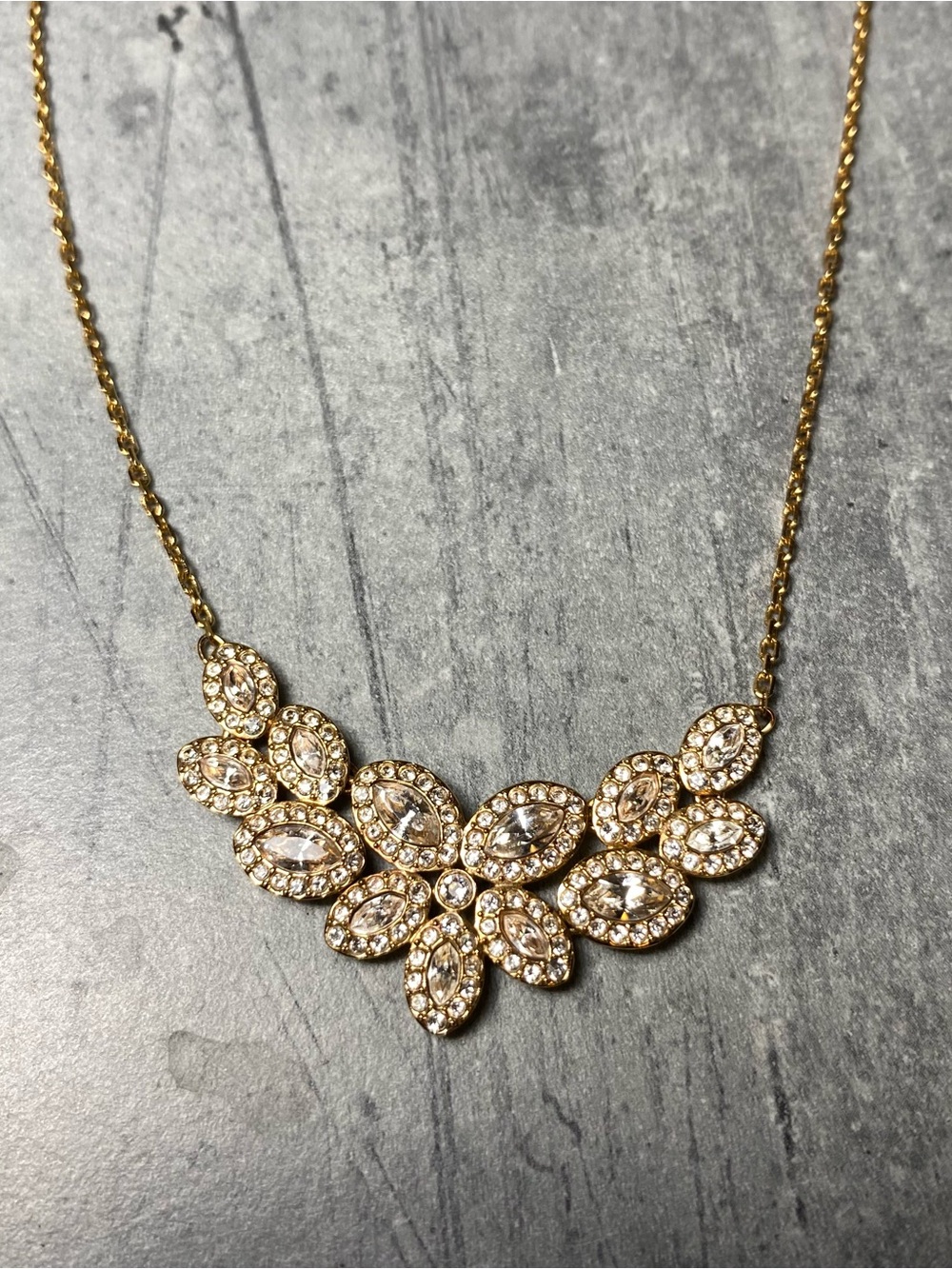 Swarovski Rose Gold Crystal Floral Bib Baron Necklace
